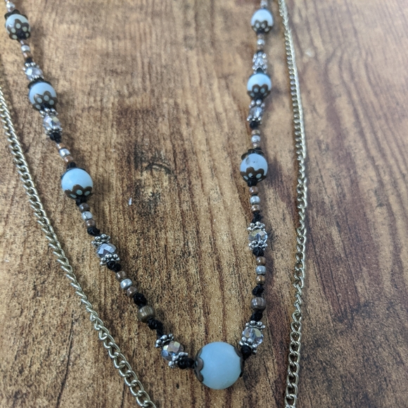 16" double layer mixed metal, rope, semiprecious - Picture 7 of 7